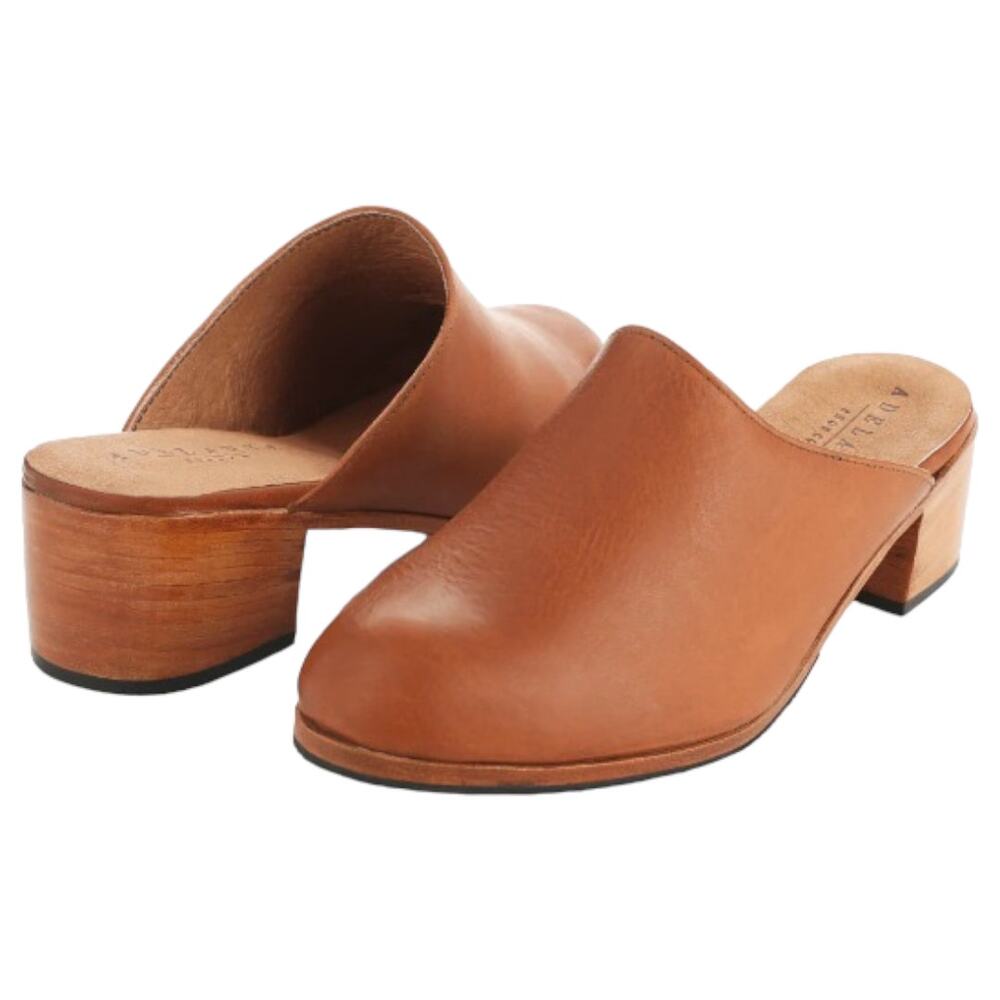 Leather Mule Clogs in Tan - Classic Slide Heels